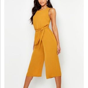 Boohoo mustard yellow jumpsuit with belt
